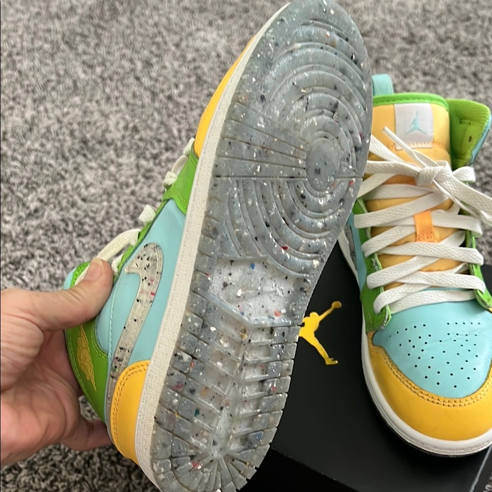 Nike Yellow and Green High-Top Sneakers - Picture 3 of 3